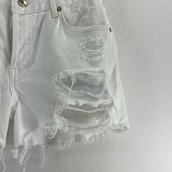 Free People Maggie Mid Rise Denim Shorts -Optic White- Size 25- NWOT - Picture 3 of 7